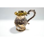 A large Victorian silver beer mug, by Reily & Storer, London 1839, embossed with foliage,