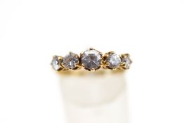 A 14 carat gold five stone cubic zirconia ring, finger size P, 3.