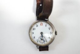 A First World War silver trench wrist watch, George Stockwell London import marks for 1913,