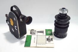 A Bolex H16 Reflex Cine Camera, (no original lenses), an Ernitec TV Zoom 160mm lens,