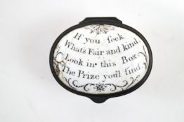 A late 18th century Staffordshire enamel snuff box,
