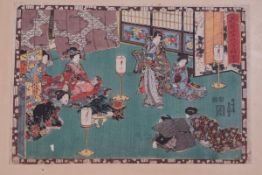 Kunisada, mid-19th century Portraits of Geisha girls Woodblocks,