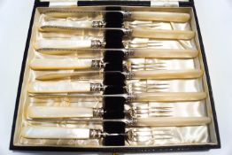 A set of six late Victorian dessert knives and forks, by Mappin Brothers, Sheffield 1898,
