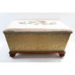 A Victorian box Ottoman, the lid with embroidered woolwork,