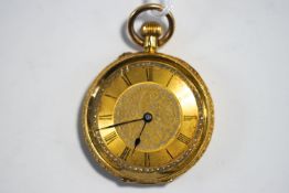 A fob watch, stamped '18K',