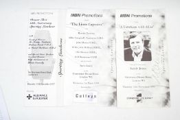 Eight corporate function menus, signed by various Sportsmen, including Stanley Matthews (football),