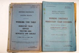 A quantity of Railway working timetables for various regions,