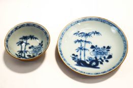An 18th century Nanking Cargo 'cafe au lait' tea bowl and saucer,