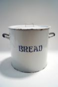A vintage enamel bread bin and cover,