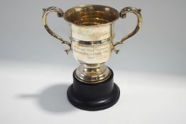 A silver two handled trophy cup, Birmingham 1934, inscribed for the Sparkford Vale Harriers 1937,