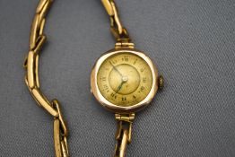 A lady's 9 carat gold wrist watch,