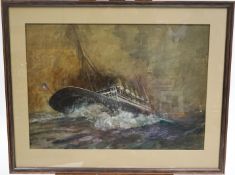 Georgory Robinson Full Steam Watercolour signed lower right 52cm x 73cm