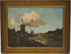 Snyders (Dutch School) Oil on canvas Windmill in a landscape signed lower right 33cm x 45.