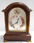 A Winterhalder & Hofmeier oak cased bracket clock,