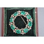 A green and colourless paste wreath brooch, 4.