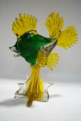 A Murano green and yellow glass fish,