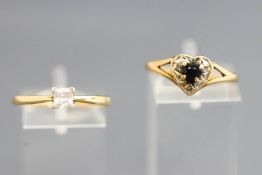 A 9 carat gold sapphire and diamond heart ring,