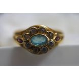 A continental cluster ring, stamped 750, finger size N1/2, 2.