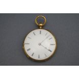 A continental gold open faced small sized pocket watch,