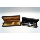 A Sheaffer White Dot 12K fountain pen, ballpoint pen and propelling pencil set, cased,