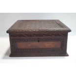 An Indian carved rosewood hardwood box,