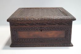An Indian carved rosewood hardwood box,
