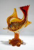 A Murano red and gold glass fish,