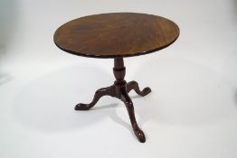 An English walnut pedestal table on typical mahogany base, c1760, 70cm high,