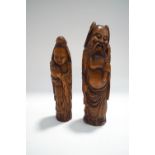 Two Chinese carved bamboo figures,