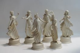 A Wedgwood set of 'The Dancing Hours' figures, Edition of 12,500, printed factory marks, 25cm high,