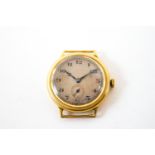 An 18 ct gold wristwatch, Glasgow import mark for 1927, with screw bezel opening,