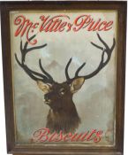 A McVitie & Price Biscuits advertising sign, in an oak frame,