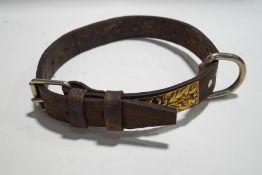 A Victorian style leather large dog collar,