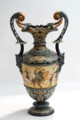 A 19th century Austrian majolica vase, by Gerbing and Stephen,