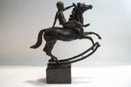 James Osbourne (1940 - 1992) Boy on Rocking horse, Bronze, numbered 4/30,
