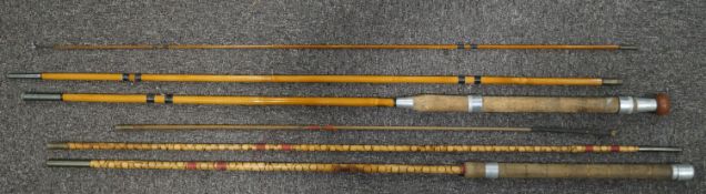 A three piece hollow bamboo rod and another three piece rod