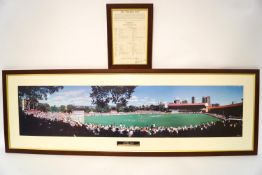 A panoramic limited edition photograph "Maiden Ton" The Ashes Series, Adelaide Oval : 1994-95,