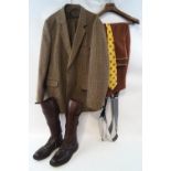 A pair of gentleman's country leather boots and gaitors, size 8, together with a pair of breeches,