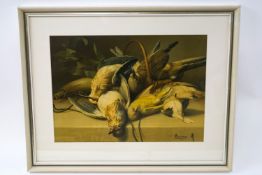 After Arsene Sauvage (19th century French) 'Dead Gamebirds' Early 20th century print on board 25cm