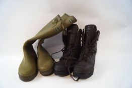 A pair of Gentleman's 'Le Chameau' leather walking boots and a pair of 'Le Chameau' wellington