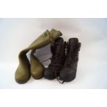 A pair of Gentleman's 'Le Chameau' leather walking boots and a pair of 'Le Chameau' wellington