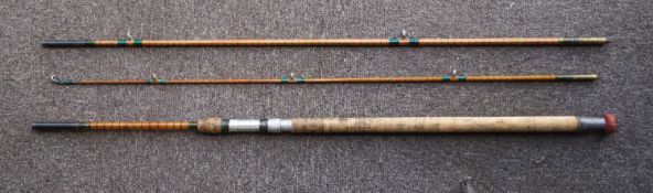 A 9' three piece split cane rod, butt marked 'IV',