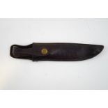 A vintage hunting knife with leather handle