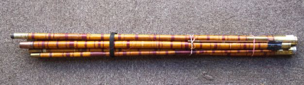A rare 6 piece 2 butt end Thames hollow bamboo roach pole, named Sowerbutts, 115 Commercial St,