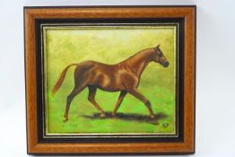 English School, 20th century Racehorse Oil on canvas Indistinct monogram 23.