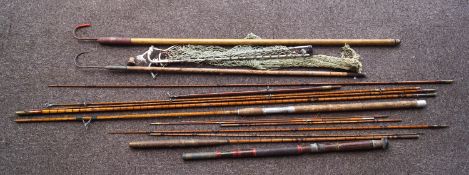 A bundle of cane rod pieces,
