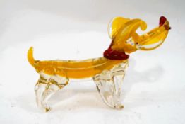 A Murano glass yellow dog,