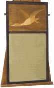 A Rowley Galleries style mirror, with oak frame, inset with marquetry duck in flight, 77.