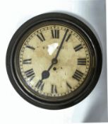 An ebonised wall clock with fusee movement, the 12" dial signed Wilfrid Bowes, Manchester,