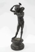 After the Antique, bronze figure of a God carrying a ewer, on socle base,